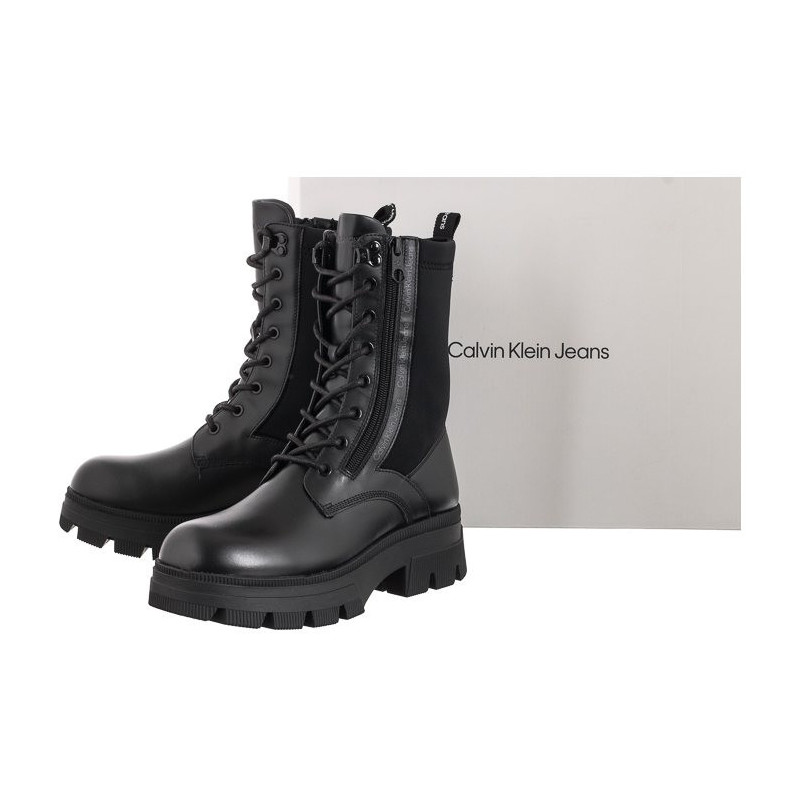 Calvin Klein Chunky Combat Laceup Zip YW0YW00740 Black (CK181-a) batai