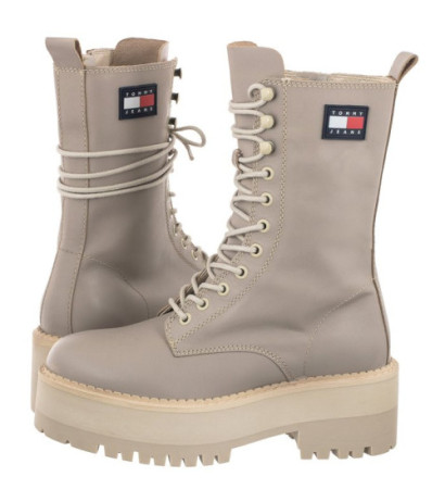 Tommy Hilfiger Tommy Jeans Flatform Padded Boot EN0EN01954 PKF Crushed Pebble (TH636-a) zābaki