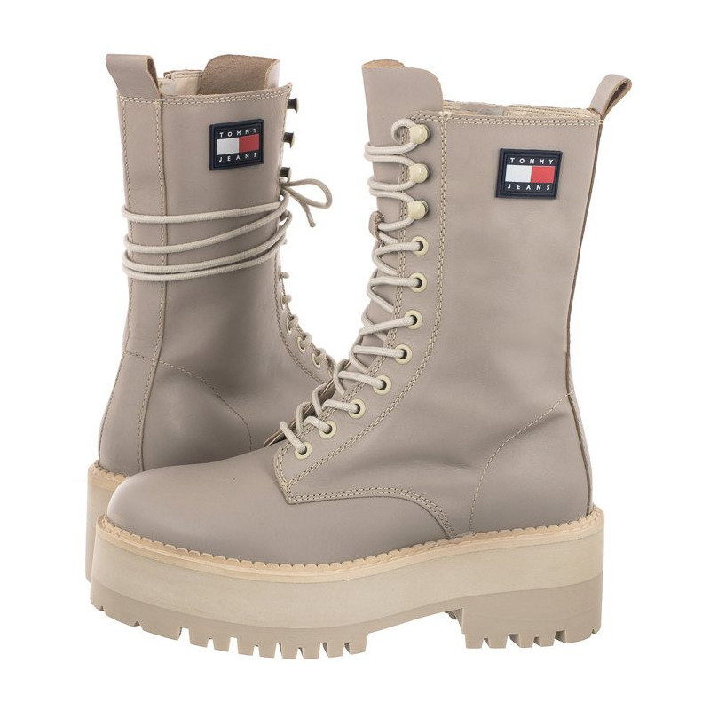 Tommy Hilfiger Tommy Jeans Flatform Padded Boot EN0EN01954 PKF Crushed Pebble (TH636-a) zābaki