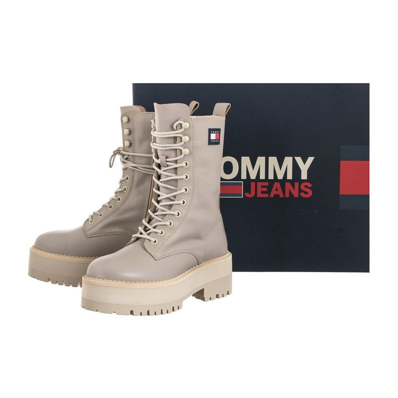 Tommy Hilfiger Tommy Jeans Flatform Padded Boot EN0EN01954 PKF Crushed Pebble (TH636-a) zābaki