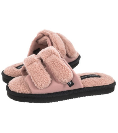 Calvin Klein Home Slide Velcro Shearling YW0YW00861 0J0 Adobe Rose (CK217-a) Women's Shoes/Flip Flops