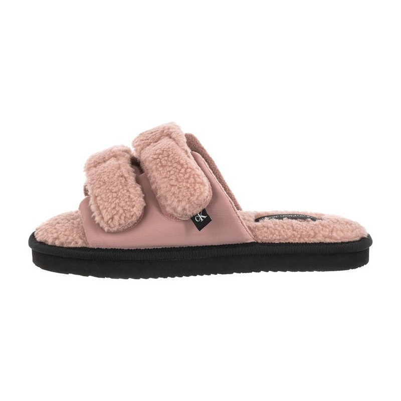 Calvin Klein Home Slide Velcro Shearling YW0YW00861 0J0 Adobe Rose (CK217-a) Moteriški batai/šlepetės