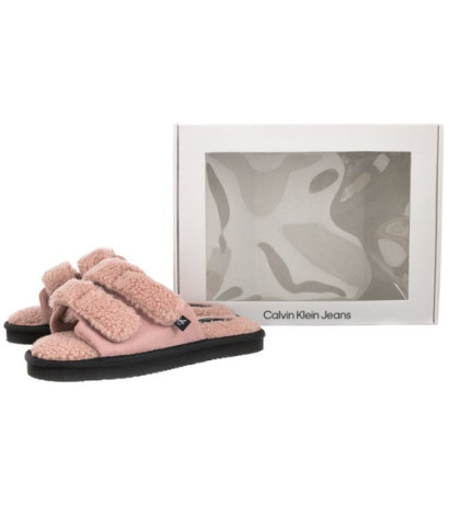 Calvin Klein Home Slide Velcro Shearling YW0YW00861 0J0 Adobe Rose (CK217-a) Moteriški batai/šlepetės