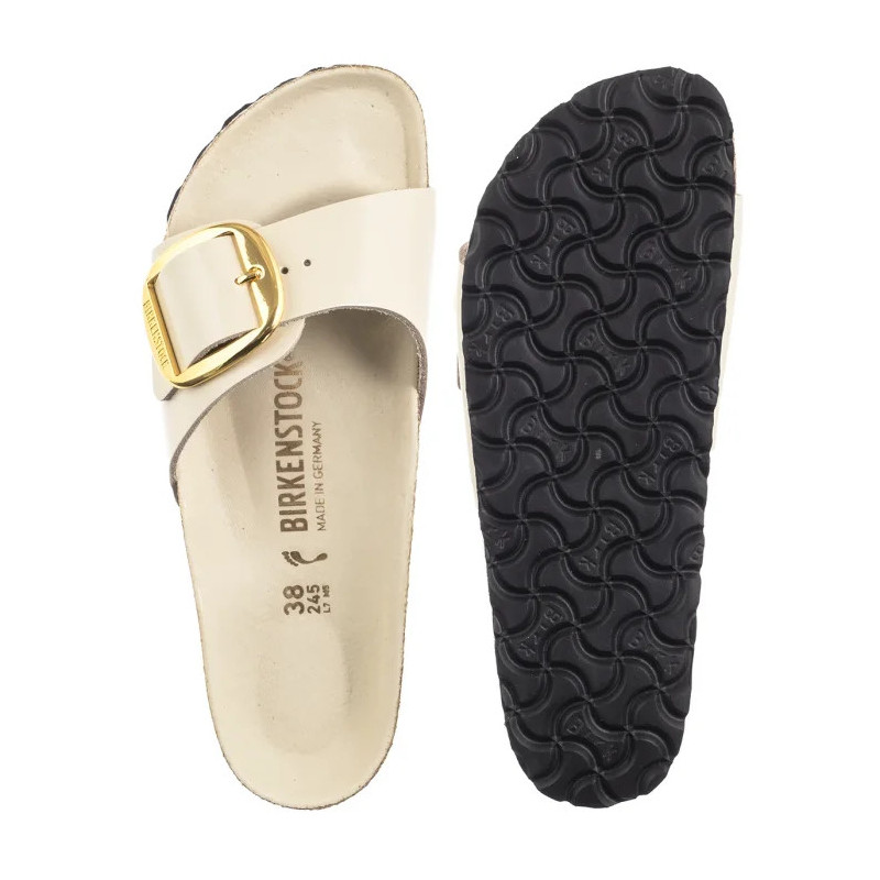 Birkenstock Madrid Big Buckle High-Shine Ecru 1025298 (BK238-g) Moteriški batai/šlepetės