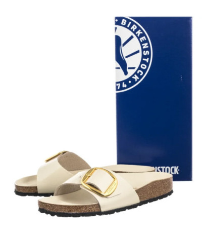 Birkenstock Madrid Big Buckle High-Shine Ecru 1025298 (BK238-g) Women's Shoes/Flip Flops