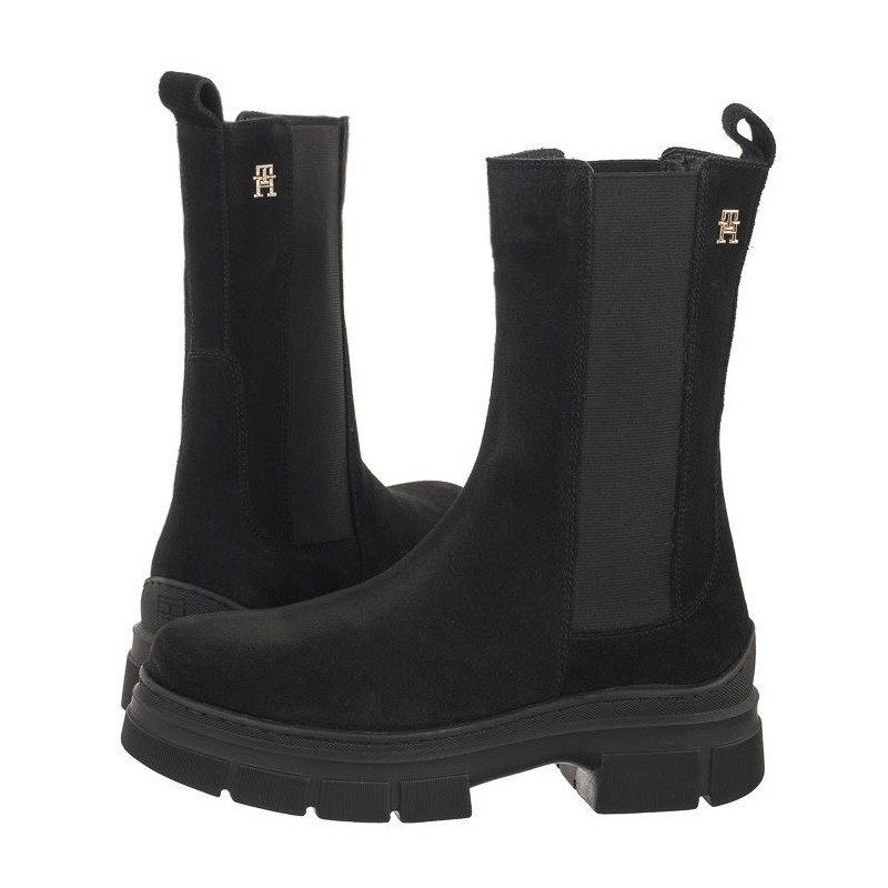 Tommy Hilfiger Essential Suede Chelsea Boot Black FW0FW07489 BDS (TH906-a) shoes
