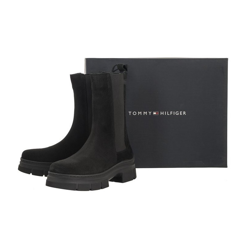 Tommy Hilfiger Essential Suede Chelsea Boot Black FW0FW07489 BDS (TH906-a) batai