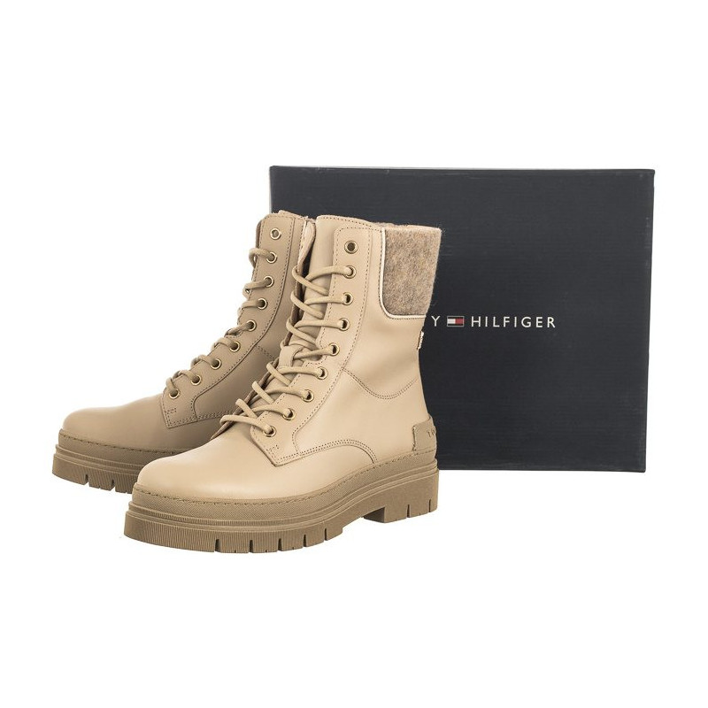 Tommy Hilfiger Feminine Felt Lace Up Bootie Merino FW0FW07500 ABO (TH928-a) batai