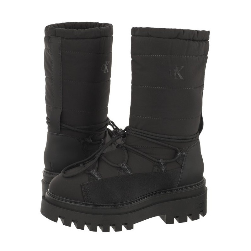 Calvin Klein Flatform Snow Boot Nylon Wn Triple Black YW0YW01146 0GT (CK399-a) batai