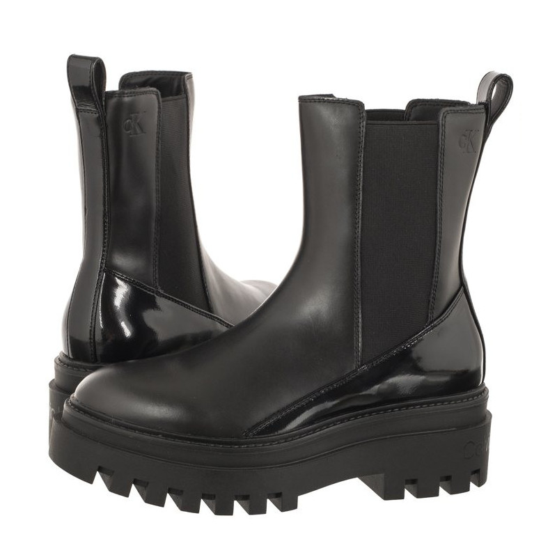 Calvin Klein Chunky Boot Chelsea Lth Mg Sat Triple Black YW0YW01286 0GT (CK413-b) batai