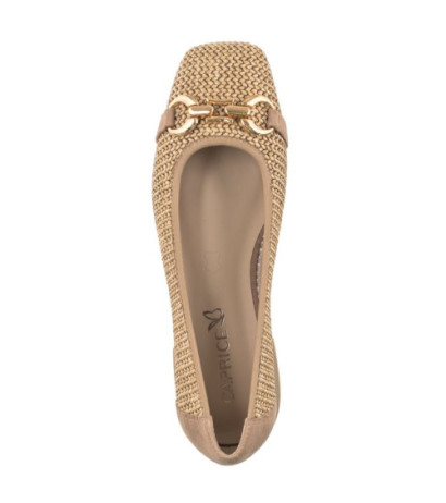 Caprice Beżowe 9-22503-42 311 Bark Comb (CP396-b) ballerinas