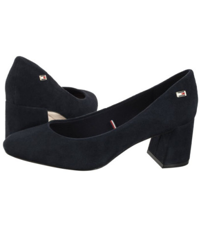Tommy Hilfiger TH Suede Mid Heel Block Pump Space Blue FW0FW07717 DW6 (TH1027-a) kurpes