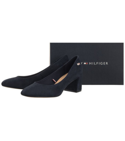 Tommy Hilfiger TH Suede Mid Heel Block Pump Space Blue FW0FW07717 DW6 (TH1027-a) kingad