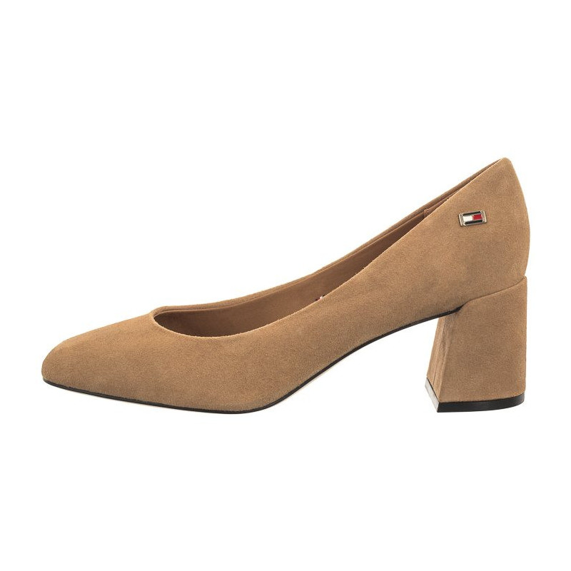 Tommy Hilfiger TH Suede Mid Heel Block Pump Classic Khaki FW0FW07717 RBL (TH1027-b) shoes