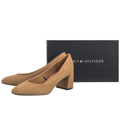 Tommy Hilfiger TH Suede Mid Heel Block Pump Classic Khaki FW0FW07717 RBL (TH1027-b) kingad