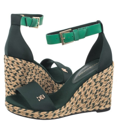 Tommy Hilfiger Colorful High Wedge Satin Sandal Hunter FW0FW07914 MBP (TH1057-a) kurpes