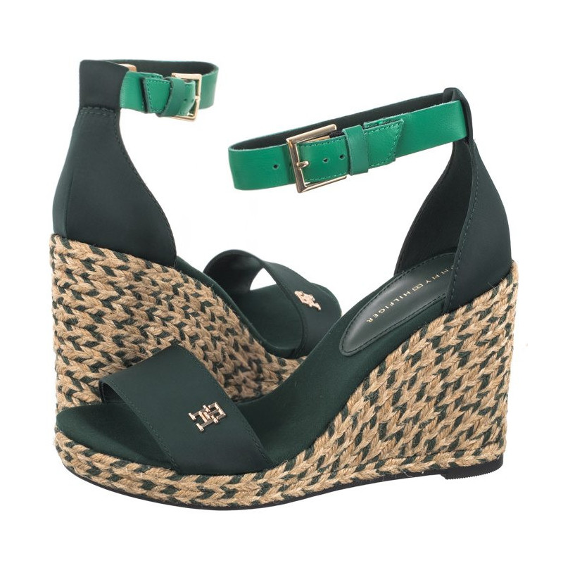 Tommy Hilfiger Colorful High Wedge Satin Sandal Hunter FW0FW07914 MBP (TH1057-a) batai