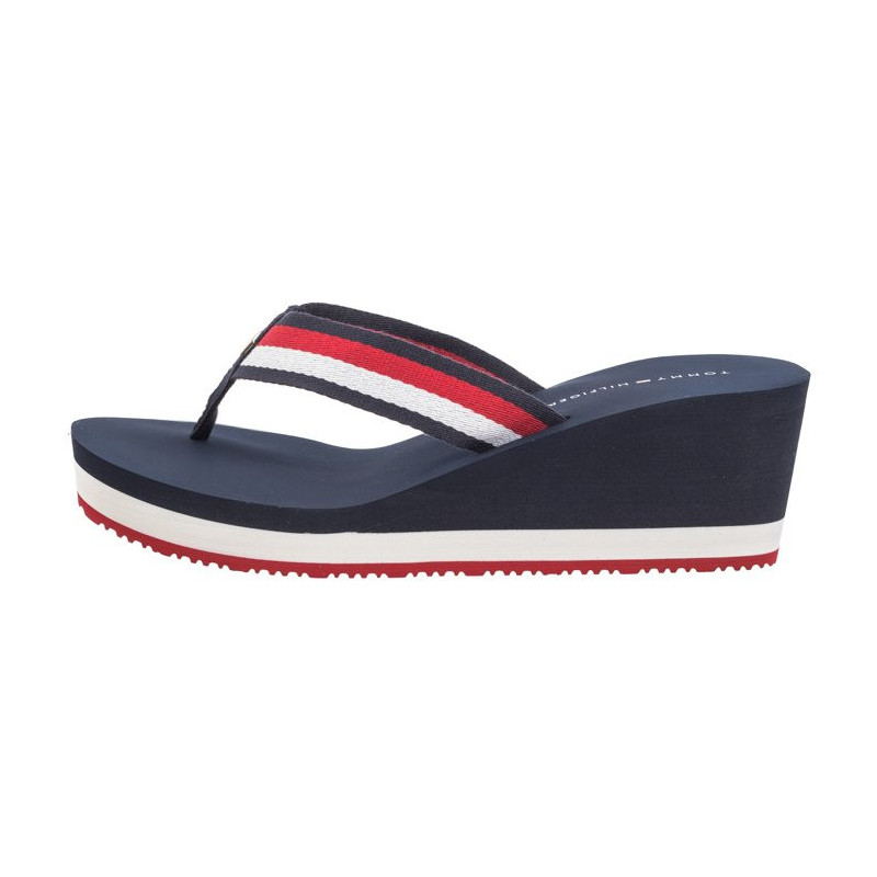 Tommy Hilfiger Corporate Wedge Beach Sandal Red/White/Blue FW0FW07987 0G0 (TH1080-a) batai