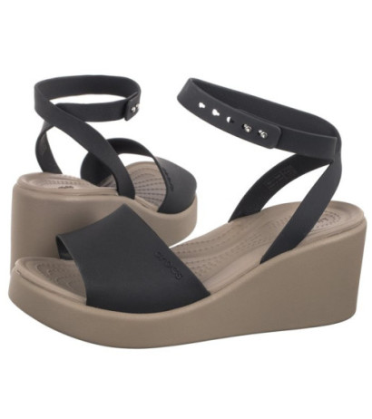 Crocs Brooklyn Ankle Strap Wedge Black/Mushroom 209406-07H (CR303-a) kurpes