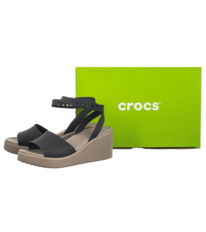 Crocs Brooklyn Ankle Strap Wedge Black/Mushroom 209406-07H (CR303-a) kurpes