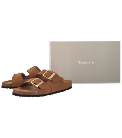 Tamaris Brązowe 1-27503-42 307 Cognac Nubuk (TM483-c) Sieviešu apavi/Flip Flops