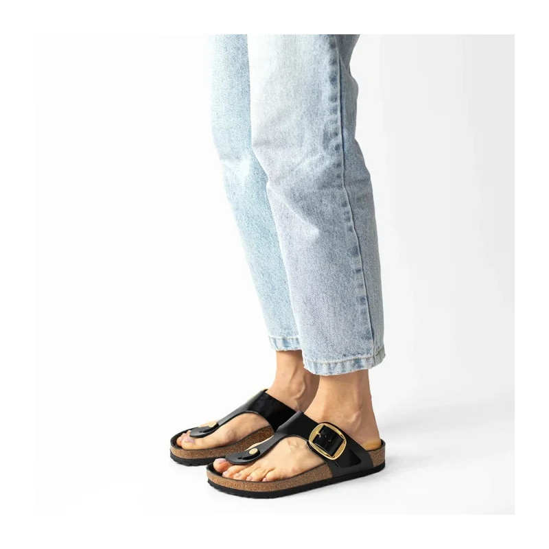 Birkenstock Gizeh Big Buckle High-Shine Black 1021467 (BK253-a) apavi