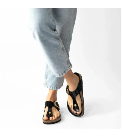 Birkenstock Gizeh Big Buckle High-Shine Black 1021467 (BK253-a) flip flops