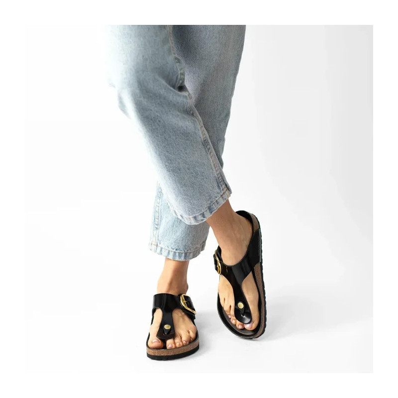 Birkenstock Gizeh Big Buckle High-Shine Black 1021467 (BK253-a) apavi