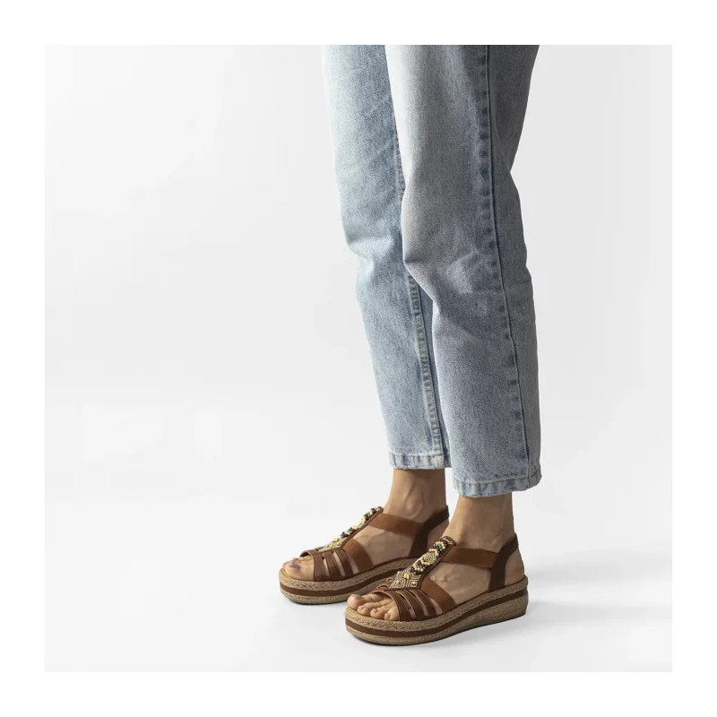 Rieker Brązowe V0921-24 Brown (RI175-a) kurpes