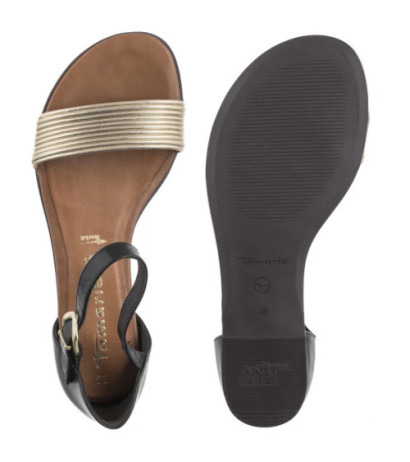 Tamaris Czarne/Złote 1-28110-42 098 Black Comb (TM488-b) sandalai