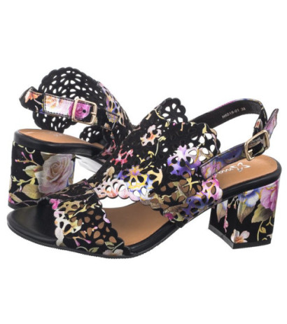 Maciejka Czarne+Kwiaty N6518-01/00-1 (MA1207-b) shoes