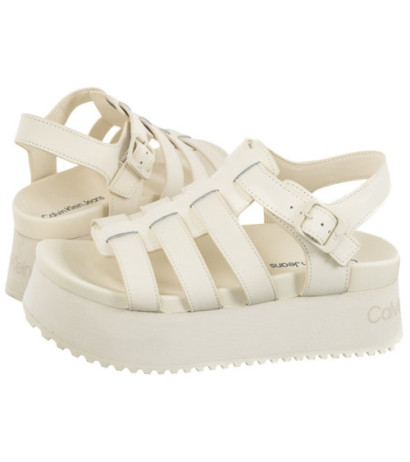 Calvin Klein Platform Buckle Rubber Mg Mtl Triple Creamy White YW0YW01513 YBI (CK509-a) shoes