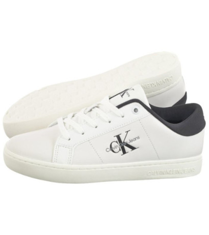 Calvin Klein Classic Cupsole Lowlaceup Lth Wn Bright White/Black YW0YW01444 0GM (CK511-a) batai