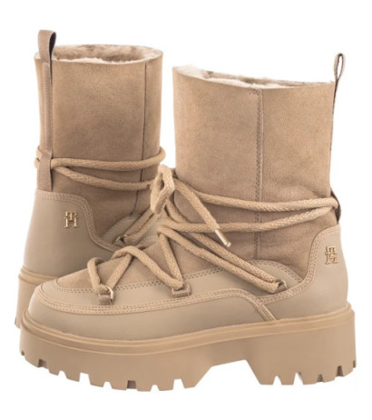 Tommy Hilfiger Real Shearling Lace-Up Snowboot Beige FW0FW08085 AEG (TH1210-a) zābaki