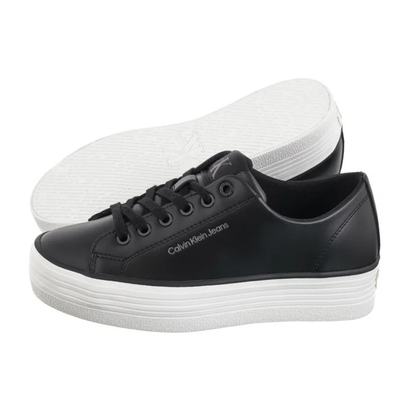 Calvin Klein Bold Vulc Flatf Low Lth In Black/Bright White YW0YW01633 0GM (CK604-b) bateliai