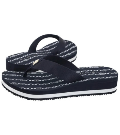Tommy Hilfiger Im TH Chainprint Midwedge Sandal Space Blue FW0FW08527 DW6 (TH1294-a) shoes