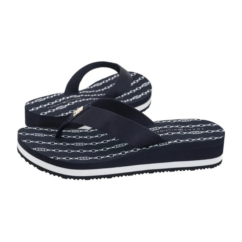 Tommy Hilfiger Im TH Chainprint Midwedge Sandal Space Blue FW0FW08527 DW6 (TH1294-a) kurpes