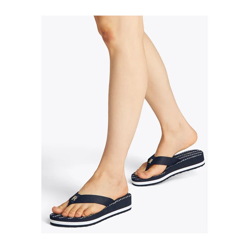Tommy Hilfiger Im TH Chainprint Midwedge Sandal Space Blue FW0FW08527 DW6 (TH1294-a) bateliai