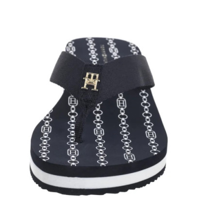 Tommy Hilfiger Im TH Chainprint Midwedge Sandal Space Blue FW0FW08527 DW6 (TH1294-a) shoes