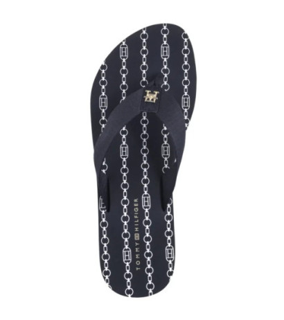 Tommy Hilfiger Im TH Chainprint Midwedge Sandal Space Blue FW0FW08527 DW6 (TH1294-a) kingad