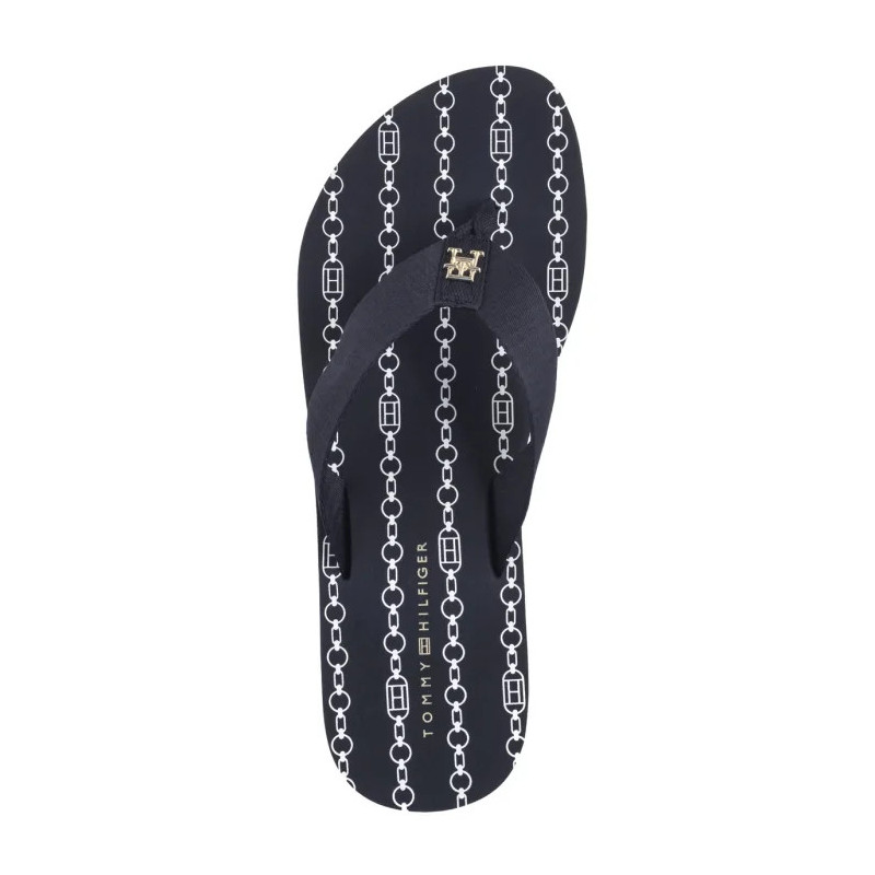 Tommy Hilfiger Im TH Chainprint Midwedge Sandal Space Blue FW0FW08527 DW6 (TH1294-a) bateliai