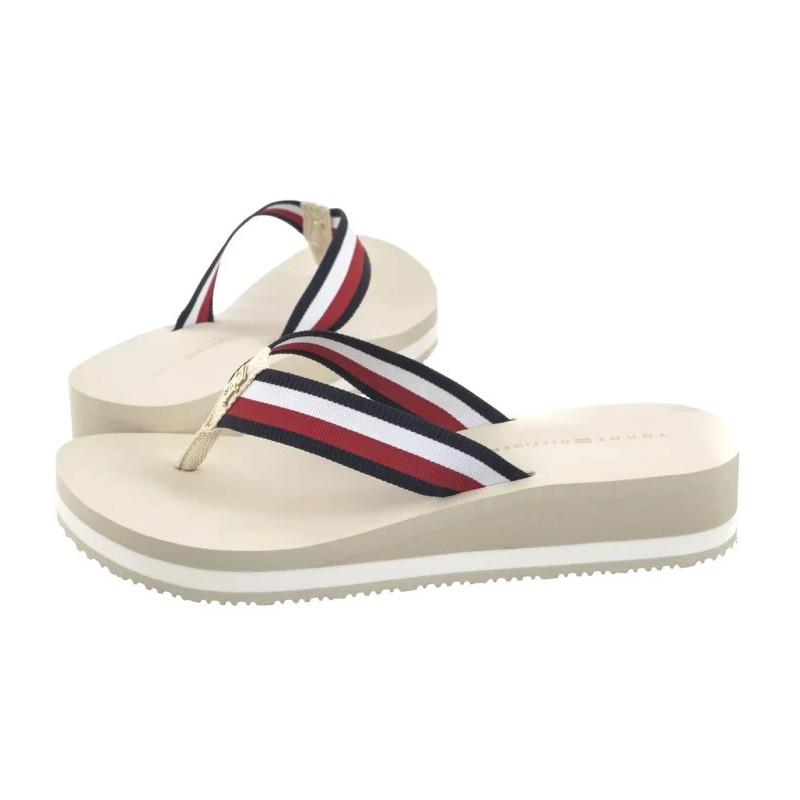 Tommy Hilfiger TH Corp Mid Wedge Beach Sandal Muslin FW0FW08517 ACJ (TH1295-b) bateliai