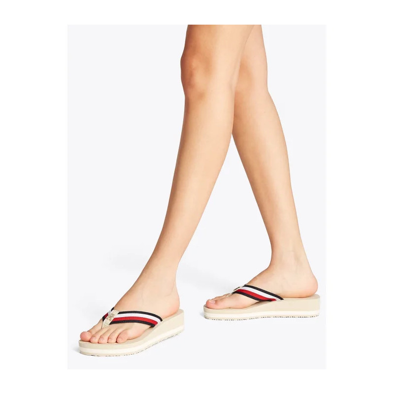 Tommy Hilfiger TH Corp Mid Wedge Beach Sandal Muslin FW0FW08517 ACJ (TH1295-b) kingad