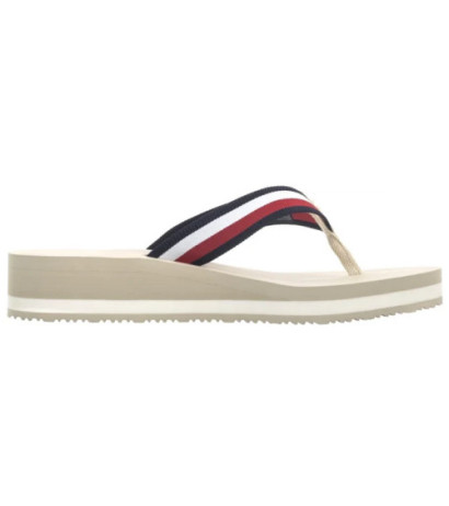 Tommy Hilfiger TH Corp Mid Wedge Beach Sandal Muslin FW0FW08517 ACJ (TH1295-b) kurpes