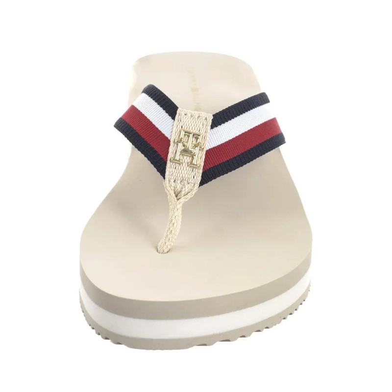 Tommy Hilfiger TH Corp Mid Wedge Beach Sandal Muslin FW0FW08517 ACJ (TH1295-b) kurpes