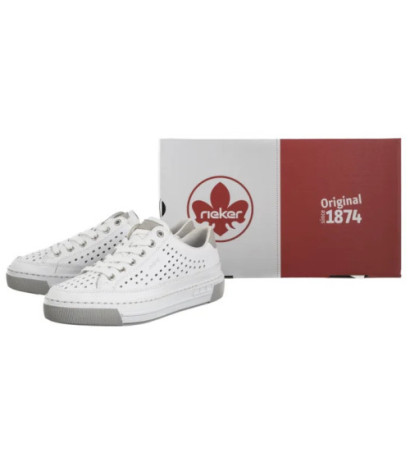 Rieker Białe Ażurowe L8849-80 White (RI240-a) shoes