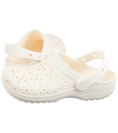 Crocs Classic Floral Cut Out Clog Chalk 210943-0WV (CR345-a) Sieviešu apavi/Flip Flops