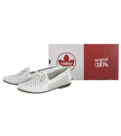 Rieker Białe Ażurowe L6352-80 White (RI249-a) kurpes