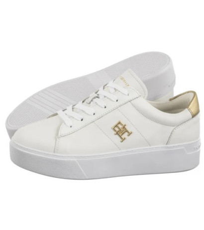 Tommy Hilfiger Platform Court Sneaker Metallics White FW0FW08648 YBS (TH1313-a) shoes