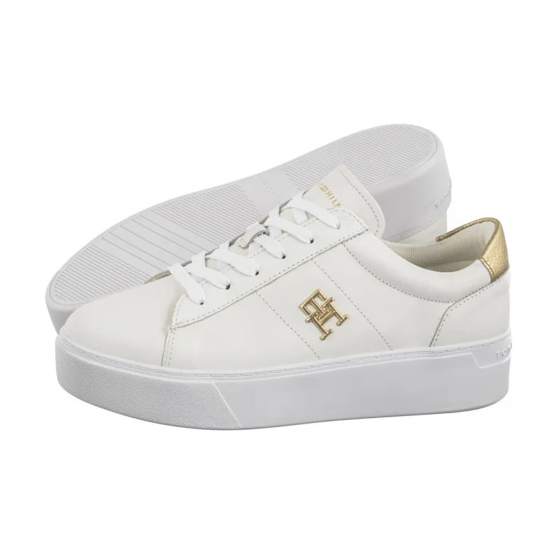 Tommy Hilfiger Platform Court Sneaker Metallics White FW0FW08648 YBS (TH1313-a) bateliai